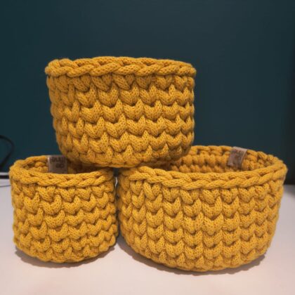 Zestaw 3 koszyków musztardowe