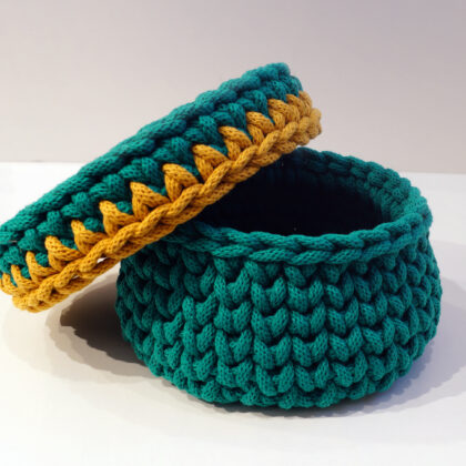 Kosz zielony z pokrywką