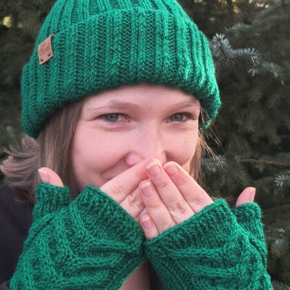 Zielony- komplet czapka i mitenki