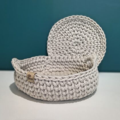 Kosz z rączkami - beż